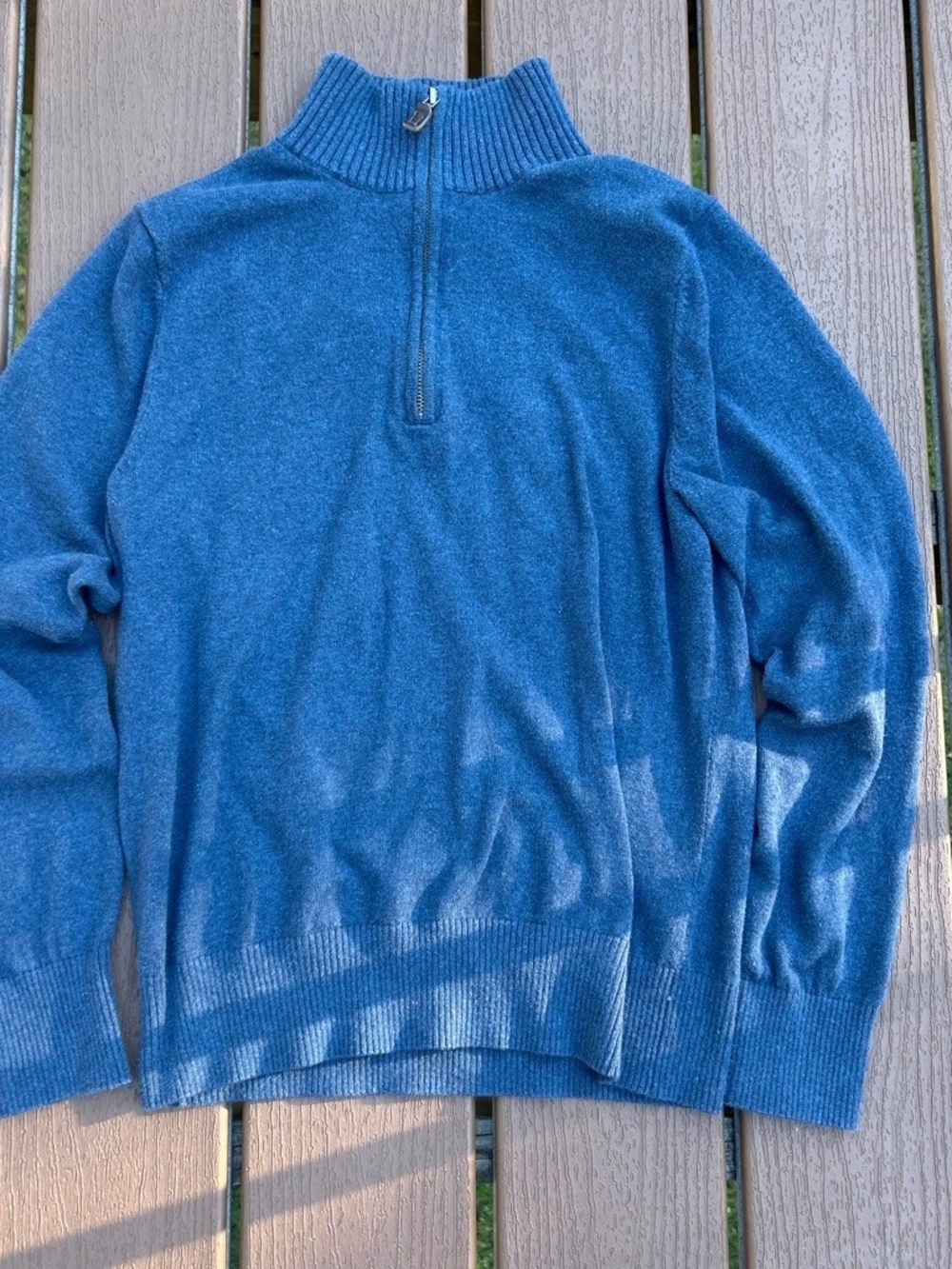 Eddie Bauer Men's Blue Half-Zip Sweater - Ribbed Mock Neck